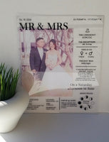 Acrylic Wedding Stat Keepsake